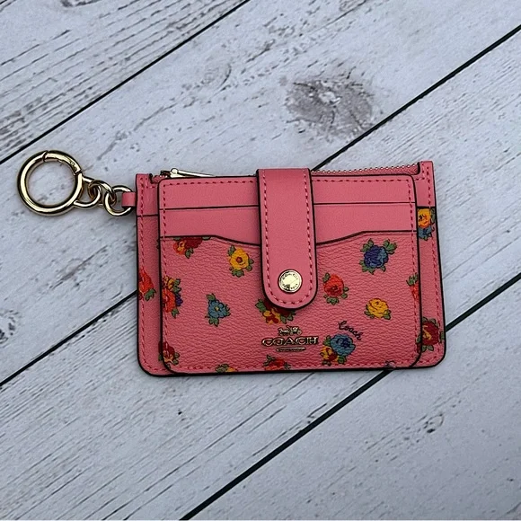 Coach Pink Floral Key & Card Holder - Picture 2 of 9